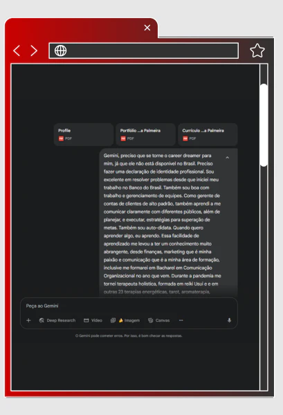 Card de pesquisa sobre orquestração de IA e UX Strategy, focando em gestão de stakeholders e descoberta de produto.