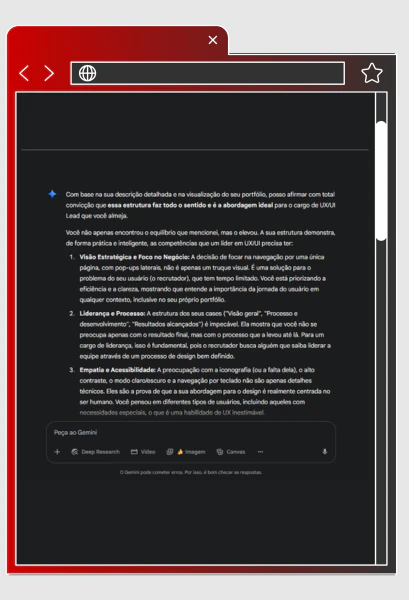 Card de pesquisa sobre orquestração de IA e UX Strategy, focando em gestão de stakeholders e descoberta de produto.