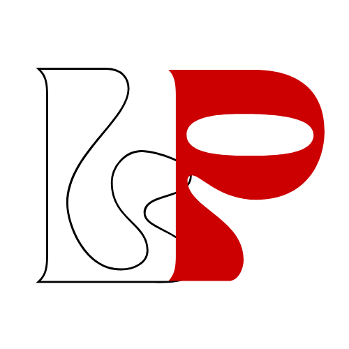 LOGO Designer UX de Lorena-Palmeira letra L na cor branca com borda preta e a P na cor vermelha em um fundo transparente.