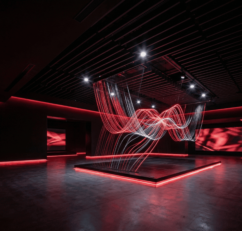 ESIGNER LORENA PALMEIRA CASE DESIGN UX/UI IAM. LOGO DO INTERACTIVE ART MUSEUM NA COR BRANCA EM FUNDO PRETO.