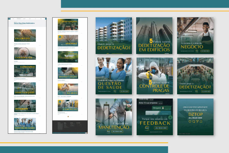 Grade de conteúdo estratégico para Blog, LinkedIn e Instagram da DZTOP com foco em saúde e autoridade institucional.